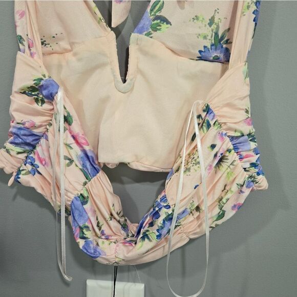 🐢 Zara Floral Print Corset Top SIZE L - Picture 10 of 12